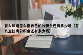 有人知道怎么查自己的公积金还有多少吗（怎么查住房公积金还有多少钱）