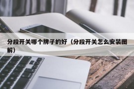 分段开关哪个牌子的好（分段开关怎么安装图解）