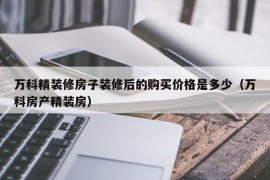 万科精装修房子装修后的购买价格是多少（万科房产精装房）