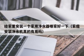 给家里安装一个家用净水器哪家好一下（家庭安装净水机真的有用吗）