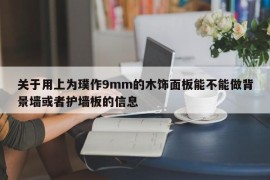 关于用上为璞作9mm的木饰面板能不能做背景墙或者护墙板的信息