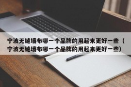 宁波无缝墙布哪一个品牌的用起来更好一些（宁波无缝墙布哪一个品牌的用起来更好一些）