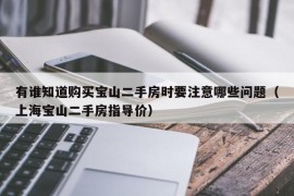 有谁知道购买宝山二手房时要注意哪些问题（上海宝山二手房指导价）