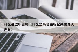 什么是监听音箱（什么监听音箱听起来像真人声音）